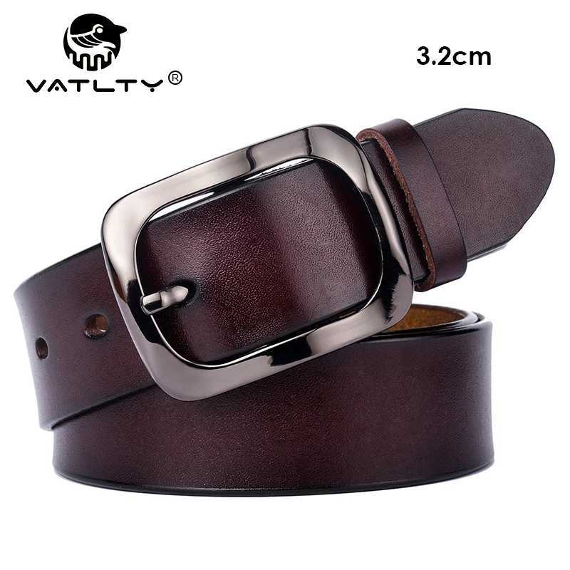 Vatty 3.2cm womens genuine leather belt natural denim metal buckle casual jeans Trouser belt womens belt gift W250326