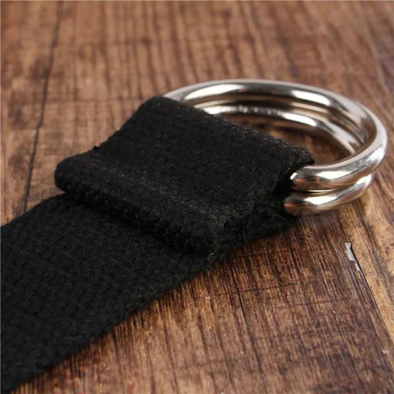 Fashionable mens/womens belt D-shaped double loop buckle simple pure cotton canvas fully matched unisex canvas belt luxurious waist belt W250326
