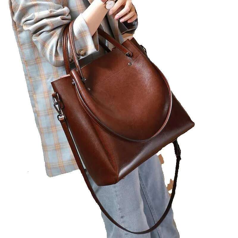 Women's Cow Genuine Leather Handbags Female Natural Cowhide Crossbody Bag Ladies Multiple Large Capacity Shoulder Bags