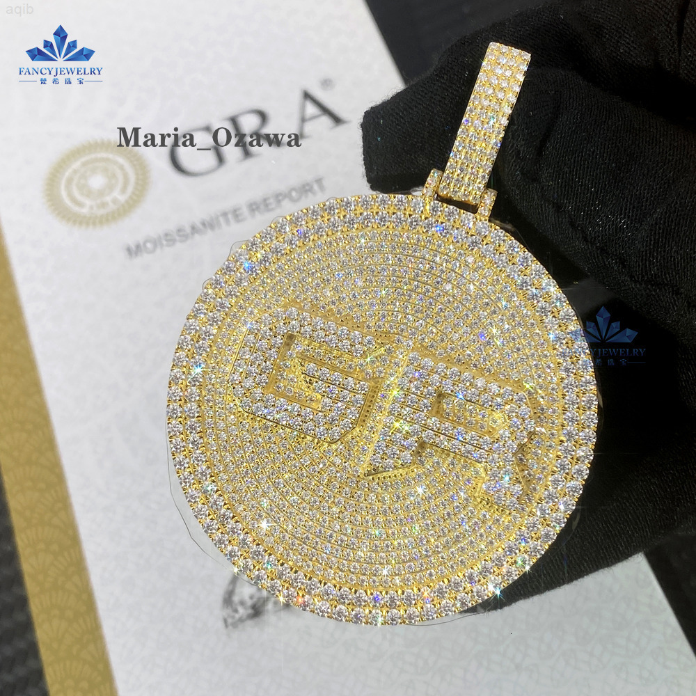 Hip Hop Cluster Name Letter Pendant 10k 14k Solid Karat Gold Real Gold Pass Diamond Tester Vvs Moissanite Diamond Pendant
