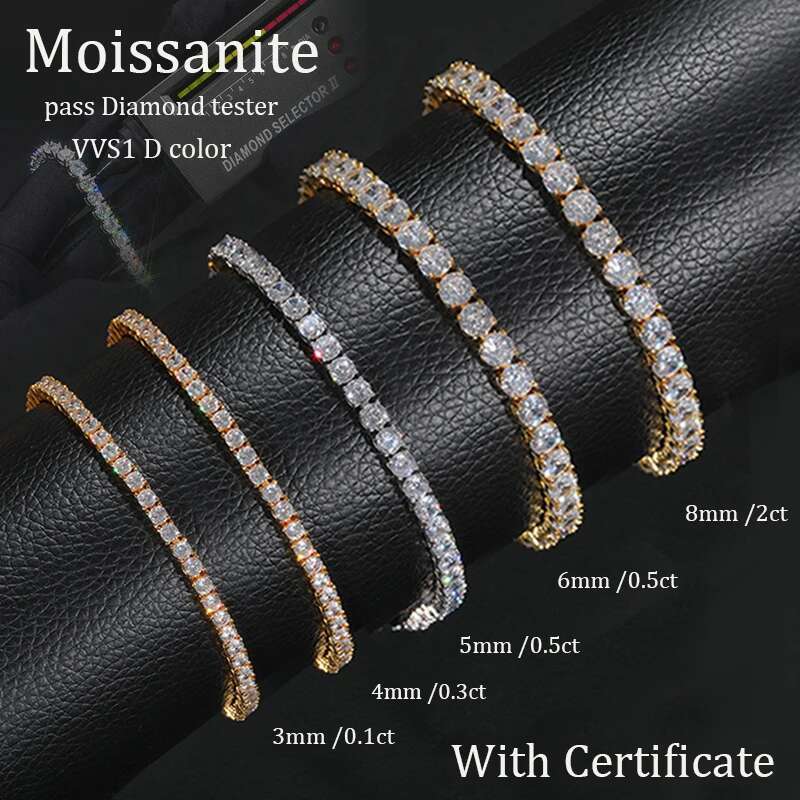 Fine Men Women Moissanite Tennis Bracelet Sterling Silver 925 100% Bracelet GRA VVS1 D Color Moissanite With Certificate
