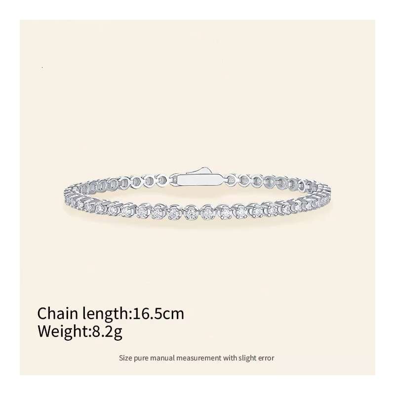 Free Design S925 Sterling Silver 2MM VVS D Moissanite Diamond Tennis Chain Bracelet for Women