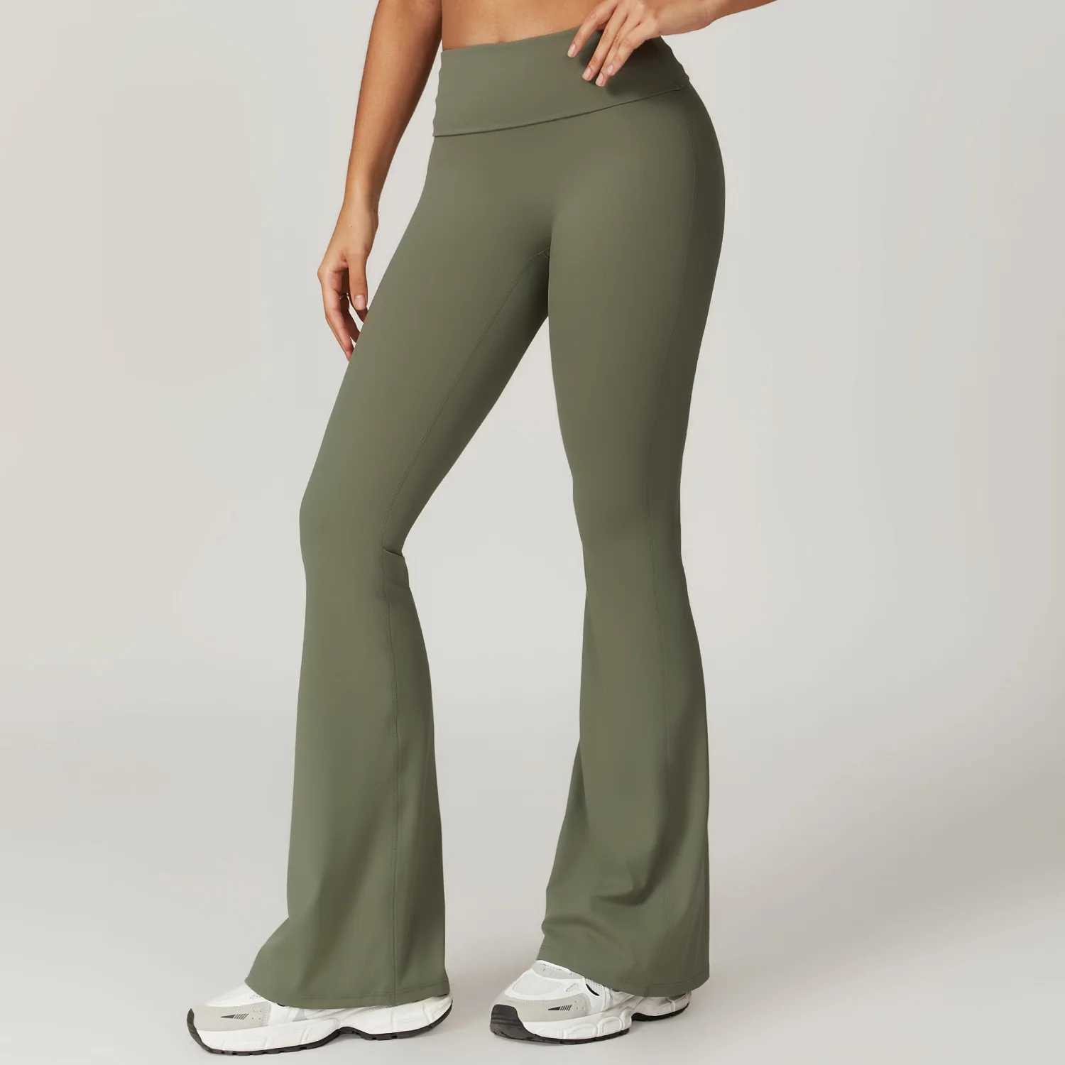 Yoga pants for women Bell bottom high waist sports flash pants gym fitness legs womens legs abdomen control running tight fitting W250326