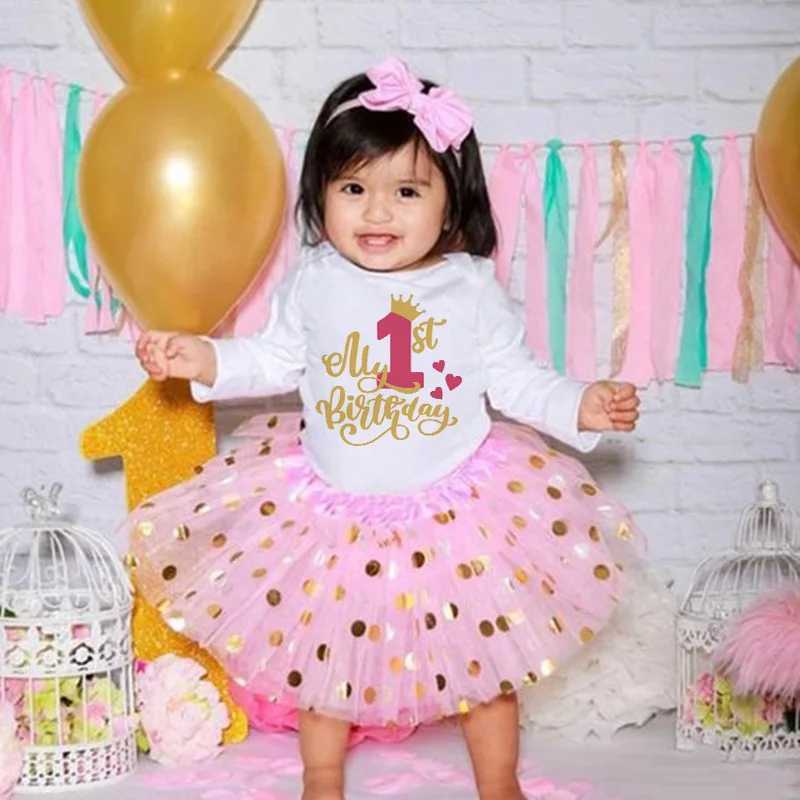 Baby Girls 1st and 2nd Birthday Set Romperc Cake Dress Birthday Par Shirt Tutu+Baby Tight Dress Set Girls jumpsuit W250326