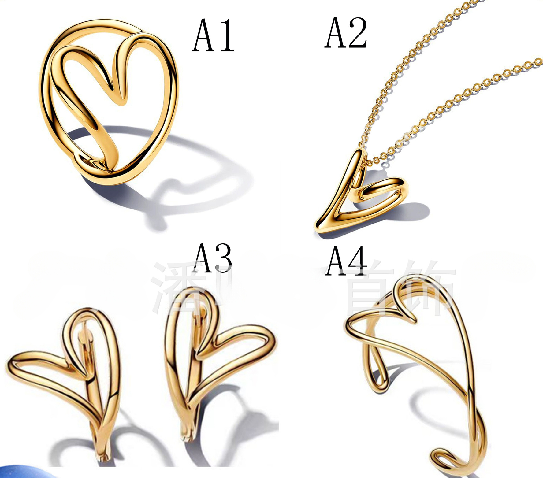 925 Silver Open Bracelet Gold Color Natural Heart-shaped Hollow Heart-shaped Exquisite Simple and Fashionable