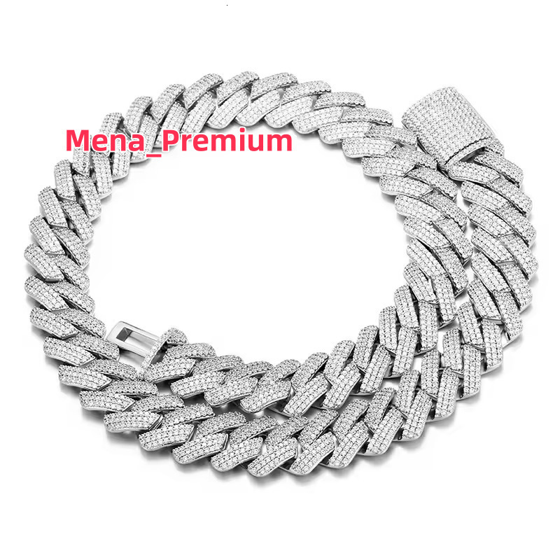 7Carat Fashion 8mm-16mm Custom 925 Sterling Silver Hip Hop Real Moissanite Stone Cuban Link Necklace With All Plated