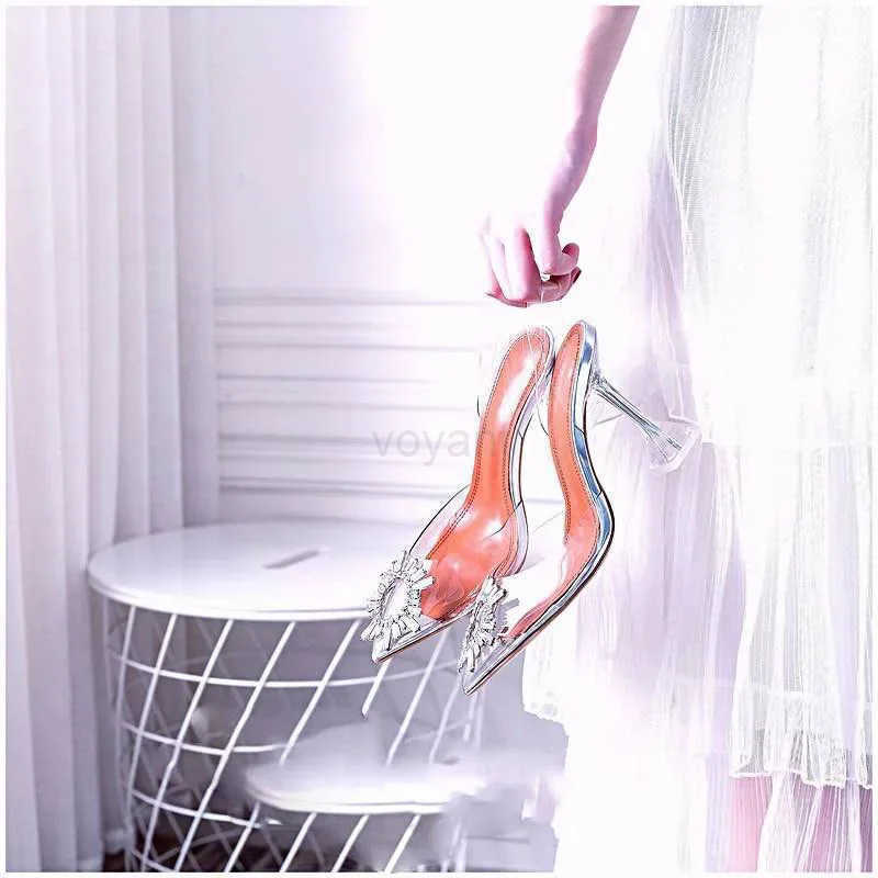 42 Large Sandals Wen Summer Slim H Back Emp Single Shoes Sexy One Word Crystal High H Wens Sandalias Mujer Z250326