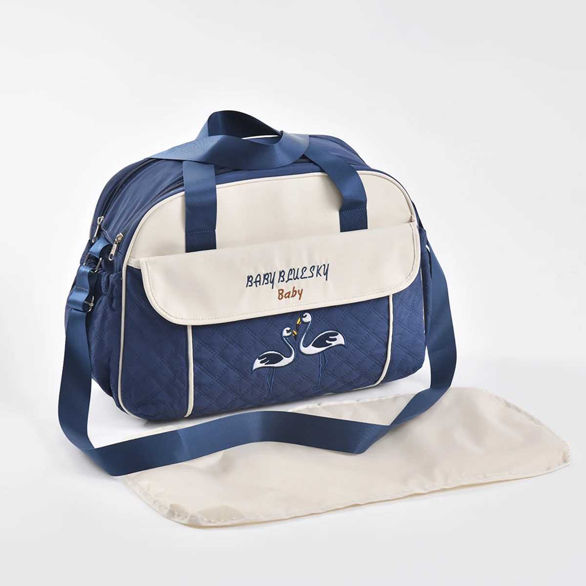 Fashionable and multifunctional one shoulder mommy bag sewing embroidery large capacity crossbody hand-held diaper bagC250326