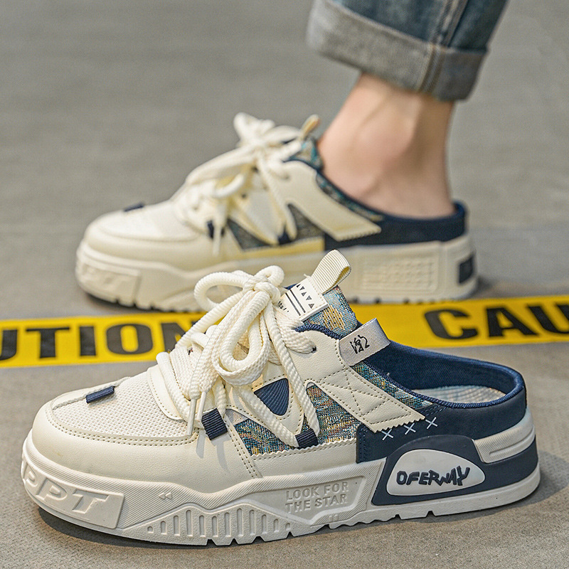 2025S New Trend Designer Baotou Half Slippers For Men Summer Outerwear Lazy One Step Stepping No Back Heel Men S Mesh Board Shoes Youth Cool Dragging