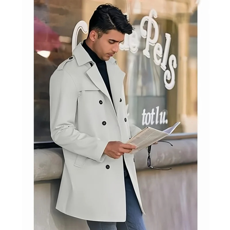 Spring Jacket Mens Trench Mens Coat Medium length Casual Line Personalized Jacket Street Coat Mens Clothing 250324