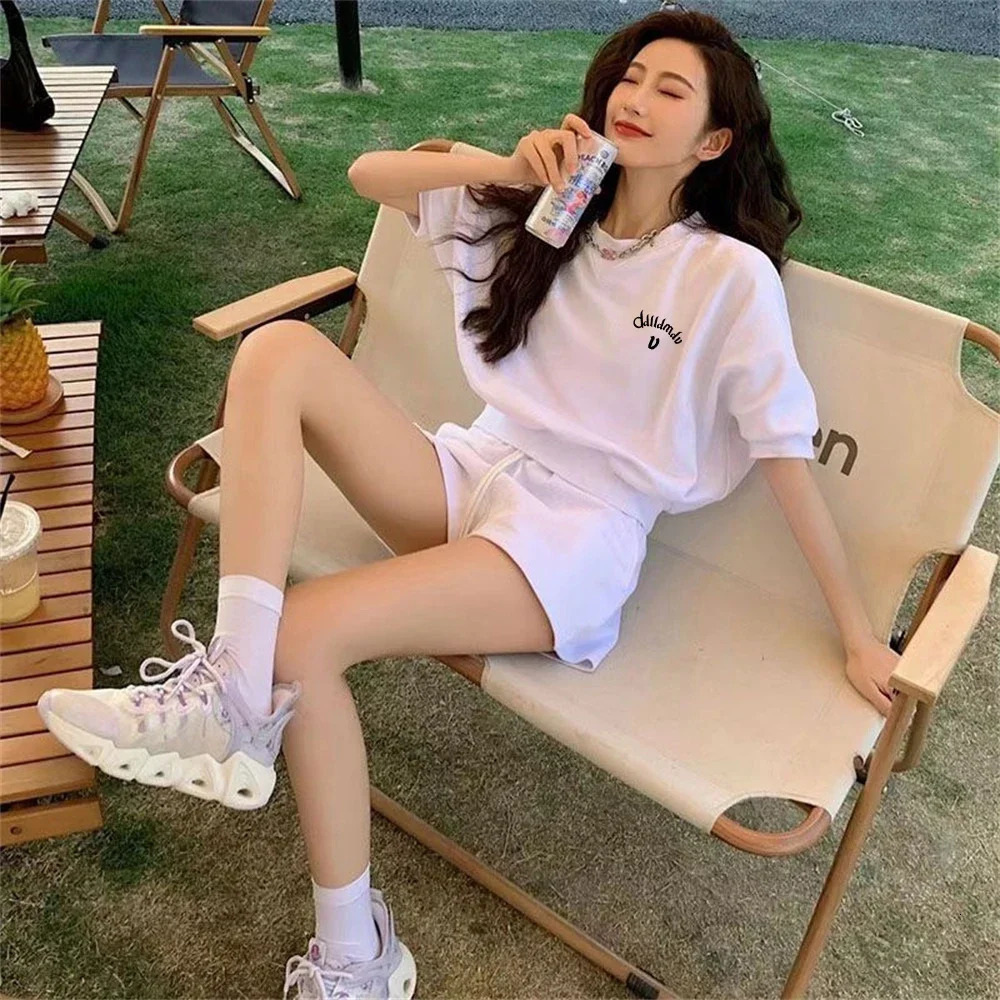 Womens Golf Shirt Summer Loose Casual Sports Shorts Fashion Set High Quality TopShorts Two Piece Set 250320