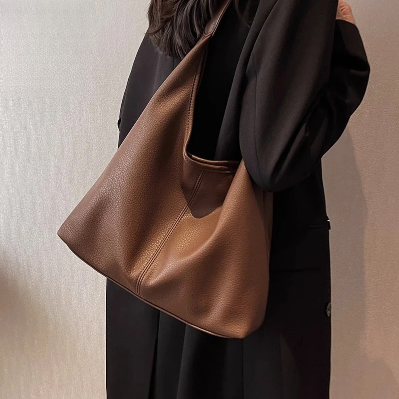 2025 Fashion Split Leather Handbag Women Underarm Tote Spring-Summer Lady Large Casual Hobo Shoulder Bag Pefect Gift