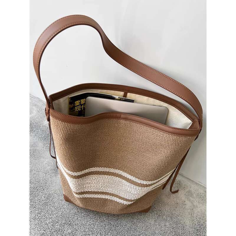 Women's Bags Women's Bags Lazy Style Handbag For Women New Summer High-End Texture Niche Large Capacity Striped Bucket Crossbody Bag