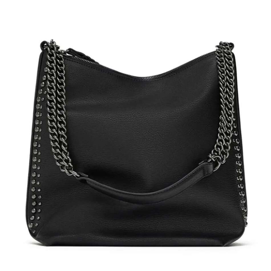 Fashion Women Shoulder Chain Rivet Casual Female Handbag Girl Bolsas Lady Pu Leather Bag