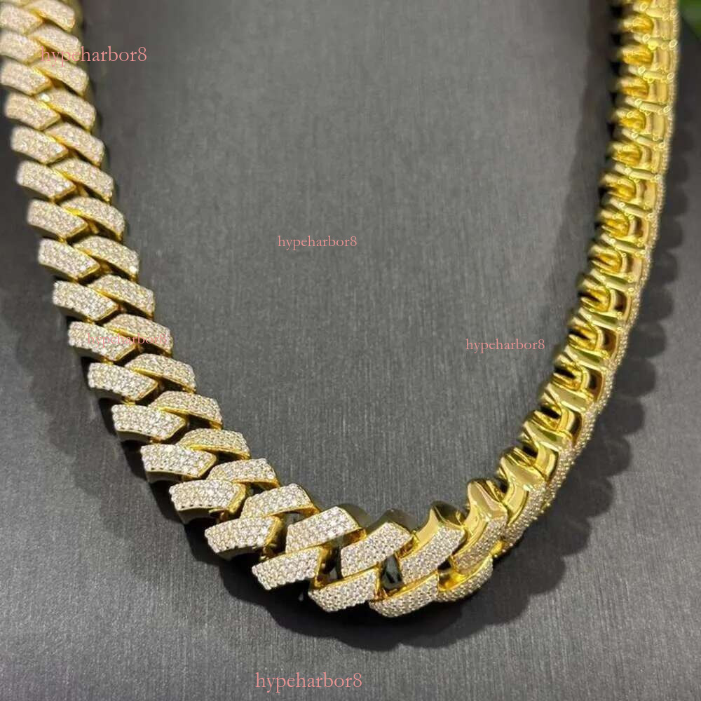 Necklace moissanite chain cuban k chainHip Hop Jewelry Custom VVS Lab Dia Mossinate Chain Men 14k Gold Vermeil