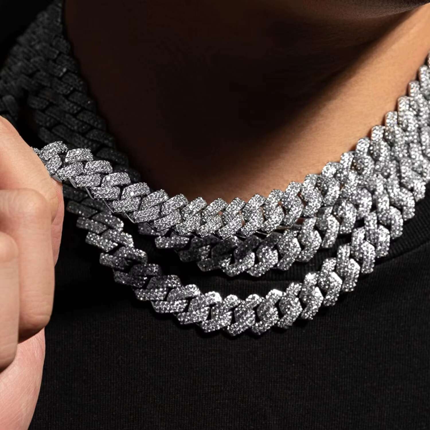VVS Diamond Moissanite Cuban Chain Hip Hop 925 Sterling Silver Iced Out Moissanite Cuban Link Chain