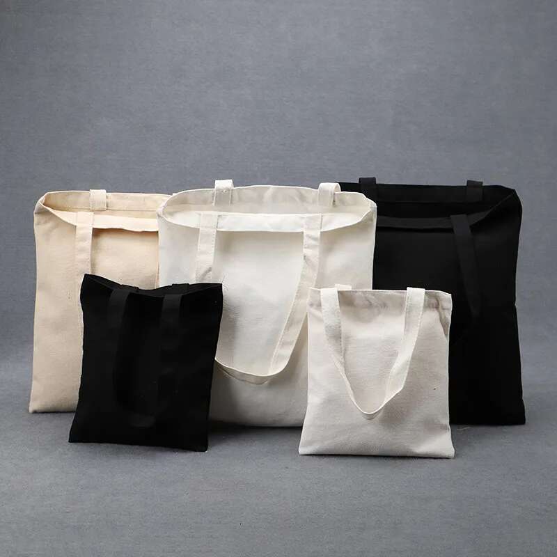 10 Pcs Wholesale Custom Eco-Friendly Cotton Canvas Bag Cheap Reusable Shoulder Shopping Tote Packageing
