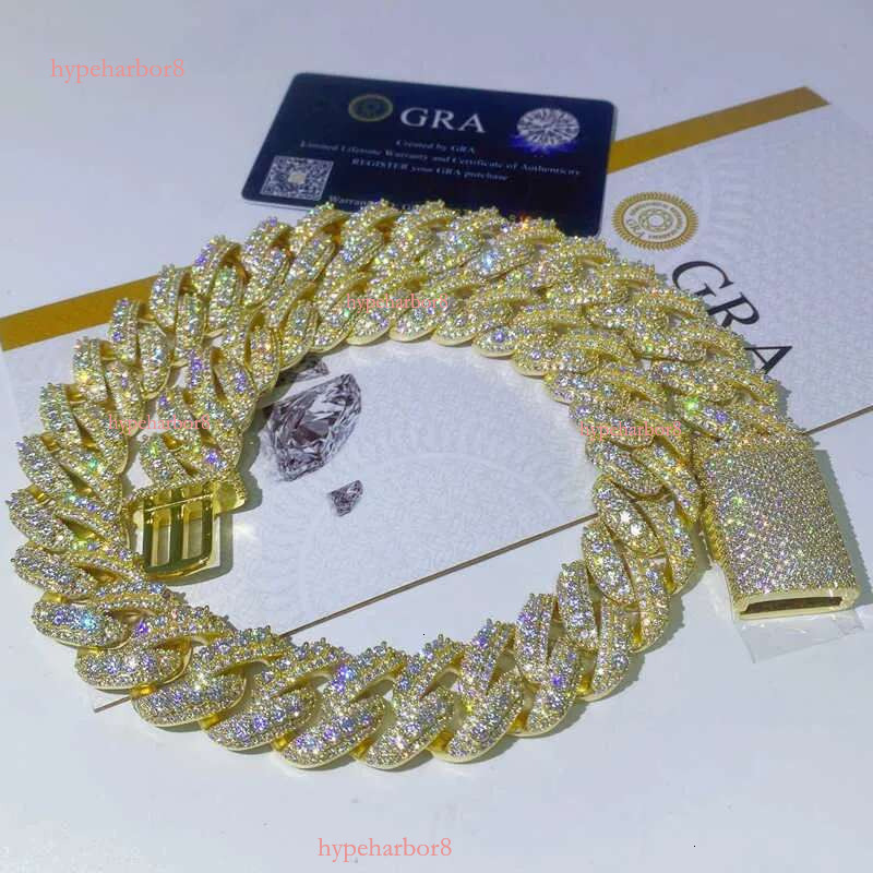 Custom Vvs Moissanite Dia Cuban k Chain Ice Out 18mm Hip Hop Men Jewelry Pendant Necklace Miami