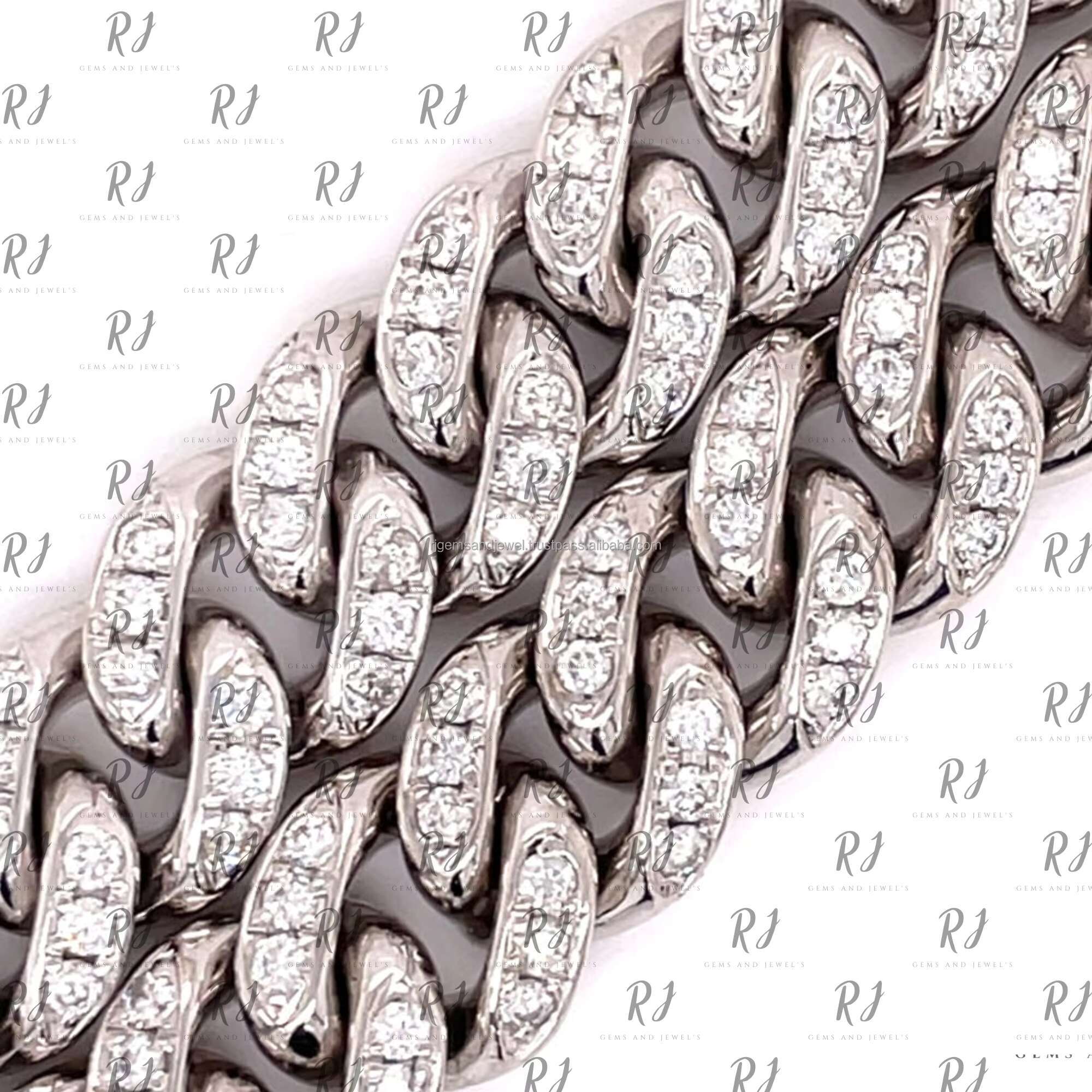 11.5MM Moissanite Cuban Link Chain Bling Rhinestone Silver Hip Hop Chain Necklace for Mens Jewelry