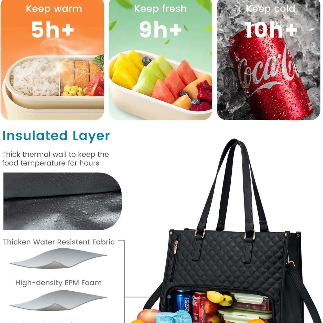 Convenient Commute New Bag Insulated Lunch Box Women's Leak-Proof Large Purse Diagonal Computer Storage