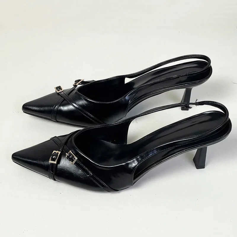 Big Size 43 Footwear Elegant Wen Thin H Pumps Shoes Fem Slides Fashion Pointed Toe Ladies High H Sandals Shoes Z250326