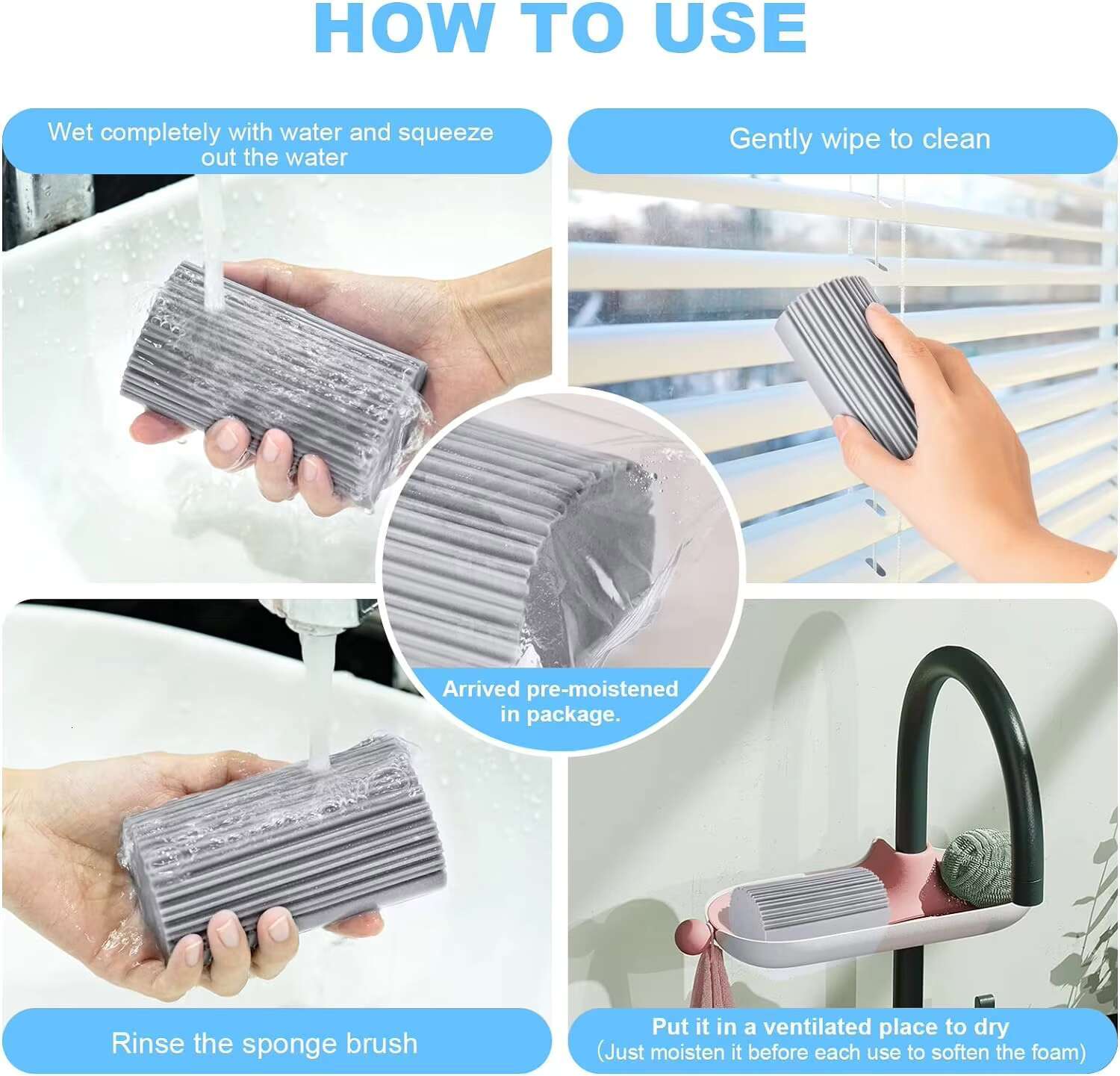 2025 Household Tools & Accessories Hand Catch Scrub Dust Kitchen Cleaning Damp Sponge