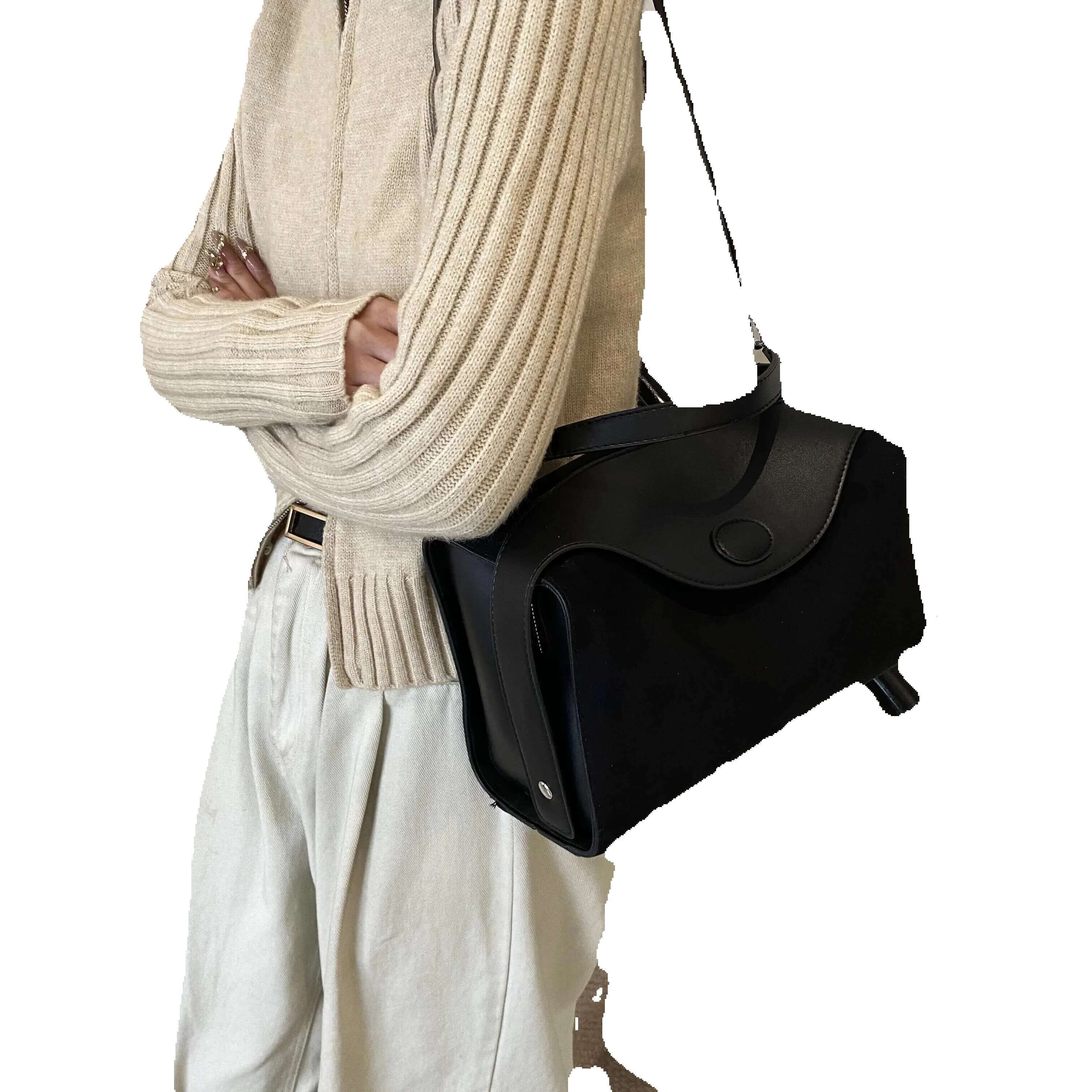 Womens Leather Handbag Designer Fashion Autumn Winter Big Boston Tote Soft Matte Suede Lady Versatile Shoulder Crossbody Bag