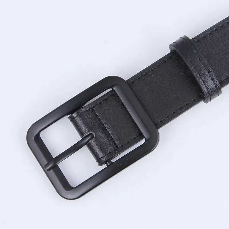 Mens casual simple black thin waistband mens retro needle buckle jeans strap W250326