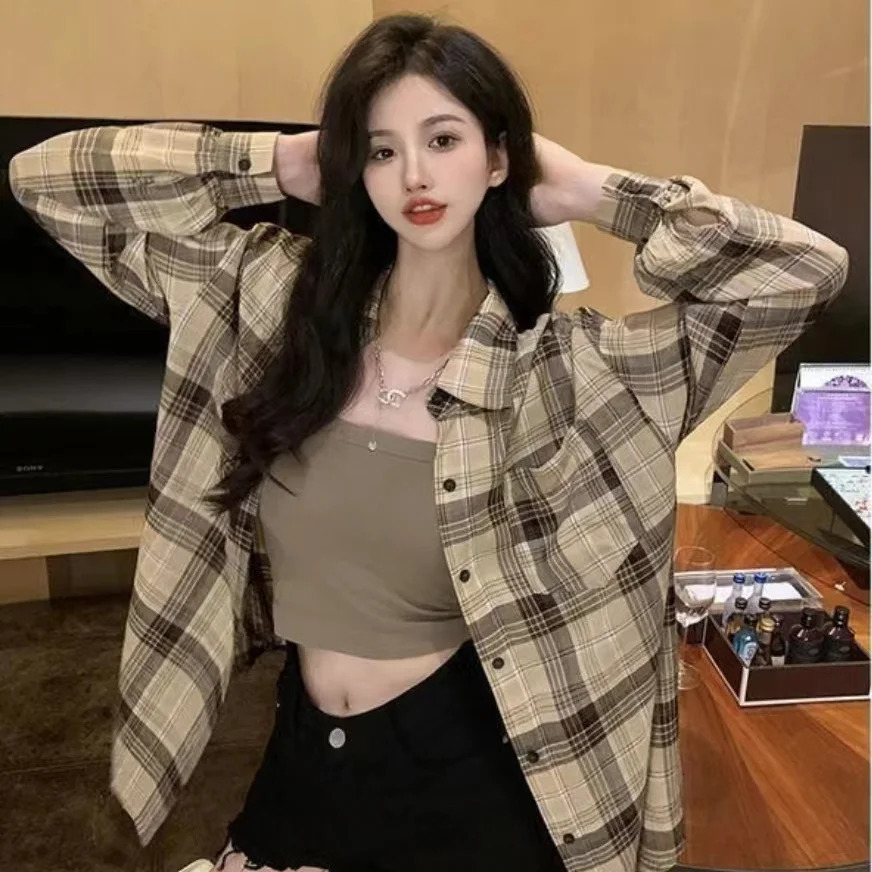 Pink spring polo neck plain weave shirt jacket for womens summer mid long version sleeved loose contrasting color top 250326