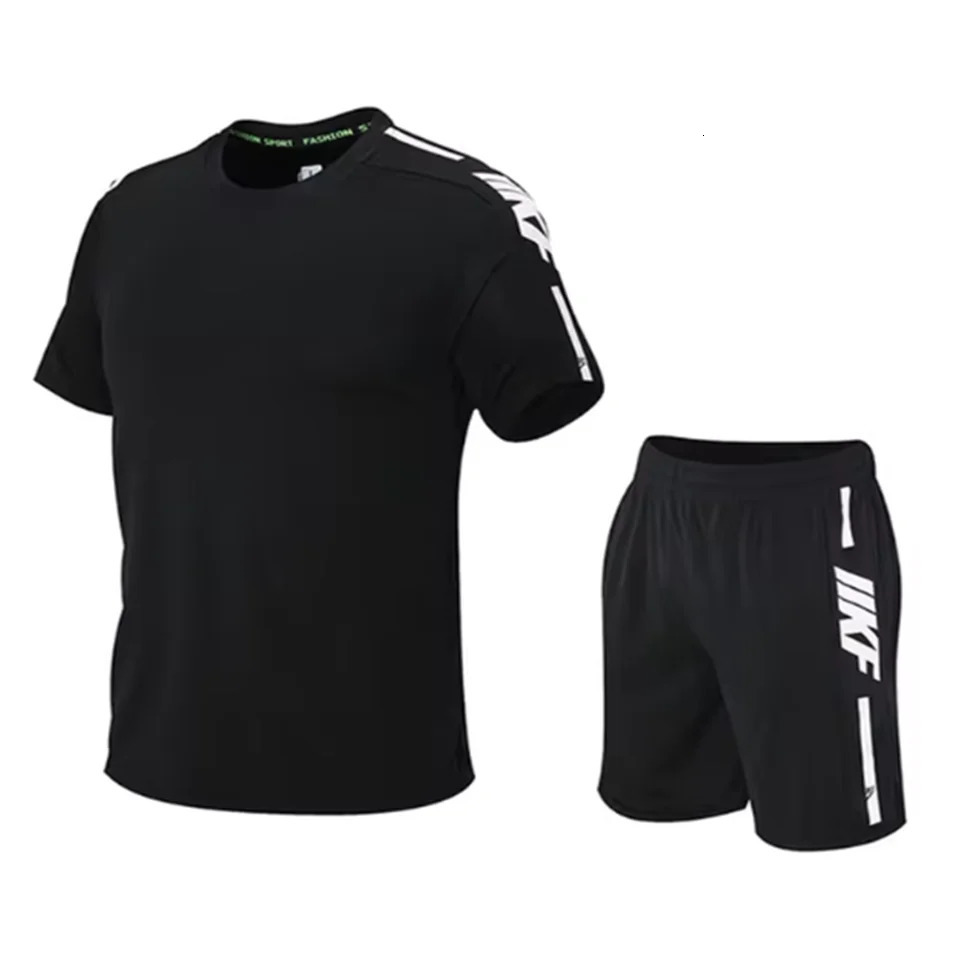 Summer mens Tshirt and shorts sports twopiece set running fitness short sleeved comfortable breathable casual clothing 250326