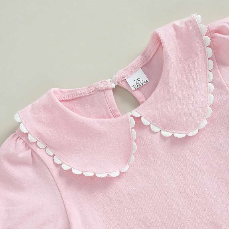 Ddmyshoesvip Adorable Baby Girl Summer T Shirt With Cute Doll Collar And Stylish Contrast Color Short Sleeves For A Casual Look