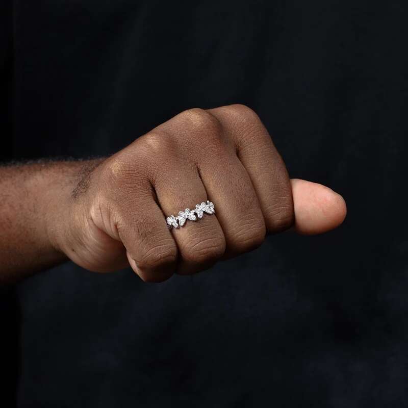 New 925 Sterling Silver Butterfly Open Finger Rings For Women Men Full Moissanite Diamonds Luxury Wedding Party Jewelry Gifts