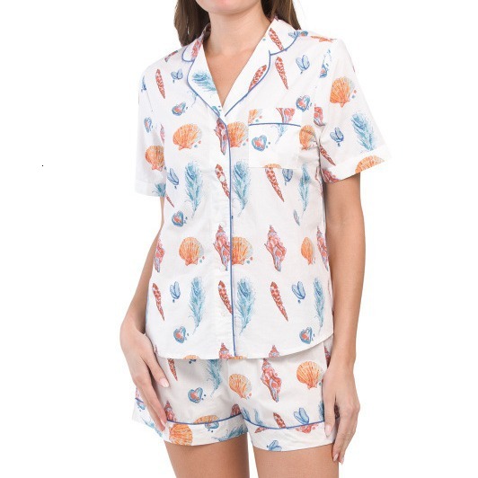 Designer's Spring/summer New Short Sleeve Set Style Casual Printed Cardigan Women's Home Furnishings