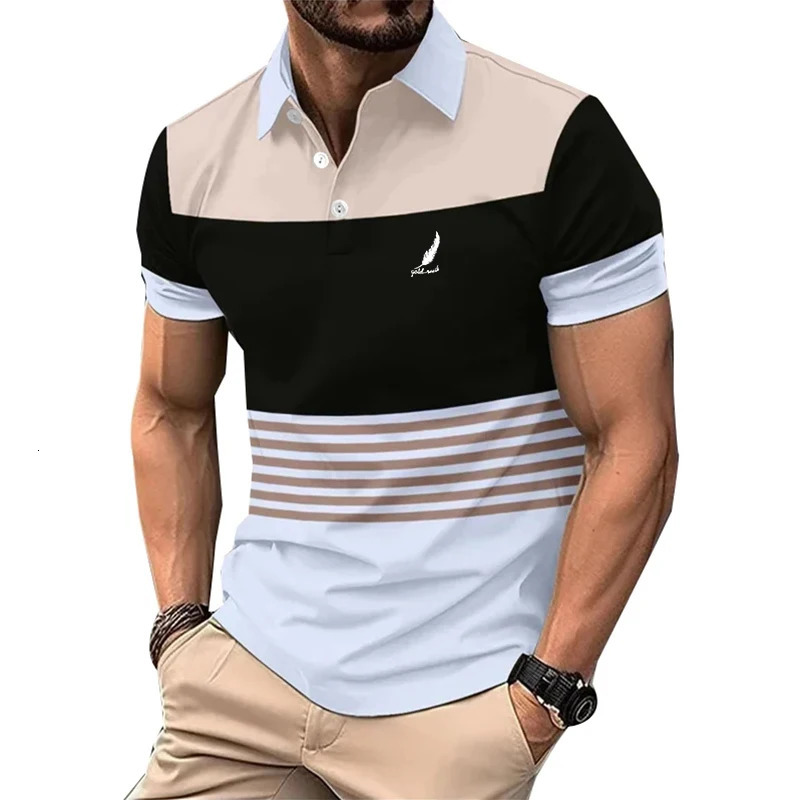 Mens summer short sleeved sports polo shirt mens golf casual 250326