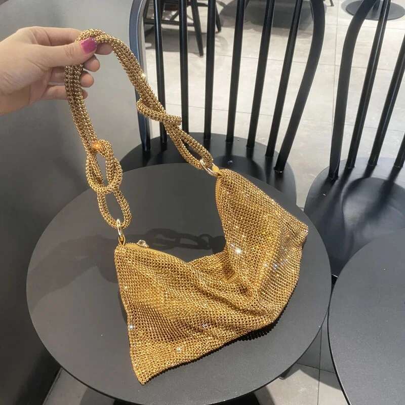 Women's Bags Designer hobo shoulder bag handmade Shining Rhies Evening clutch Bag Purse Crystal Purses and handbag Hobo Bags