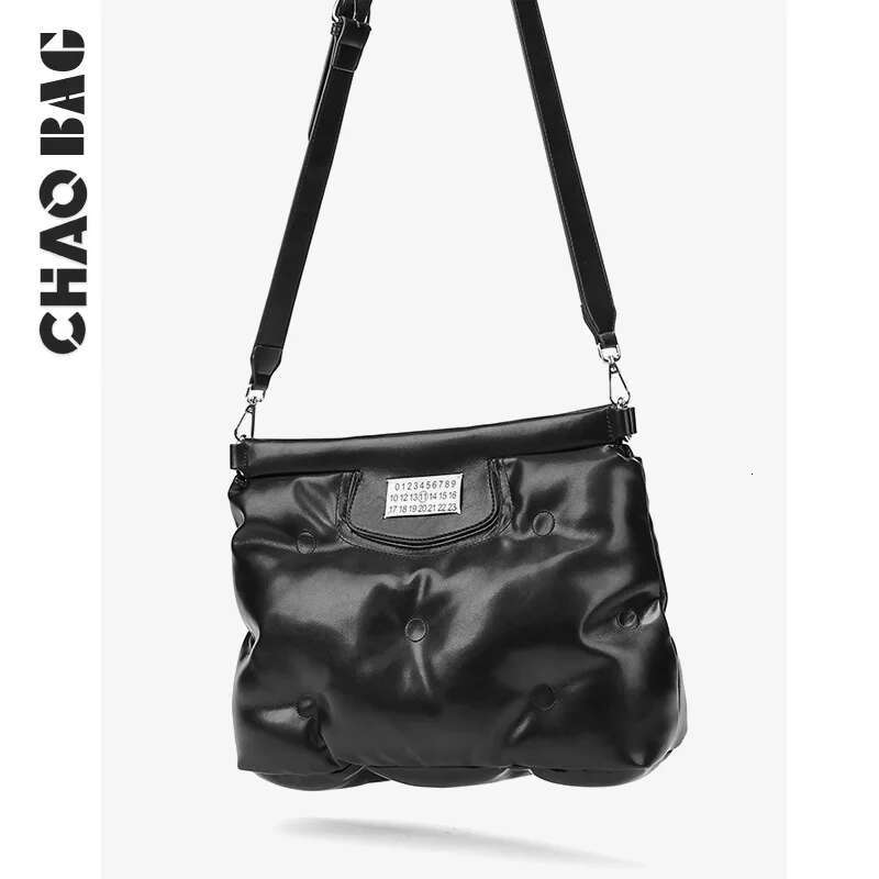 Light Personality Autumn And Winter Down Cloud Space Cotton Pillow Soft Leather Crossbody Bag Men's Big