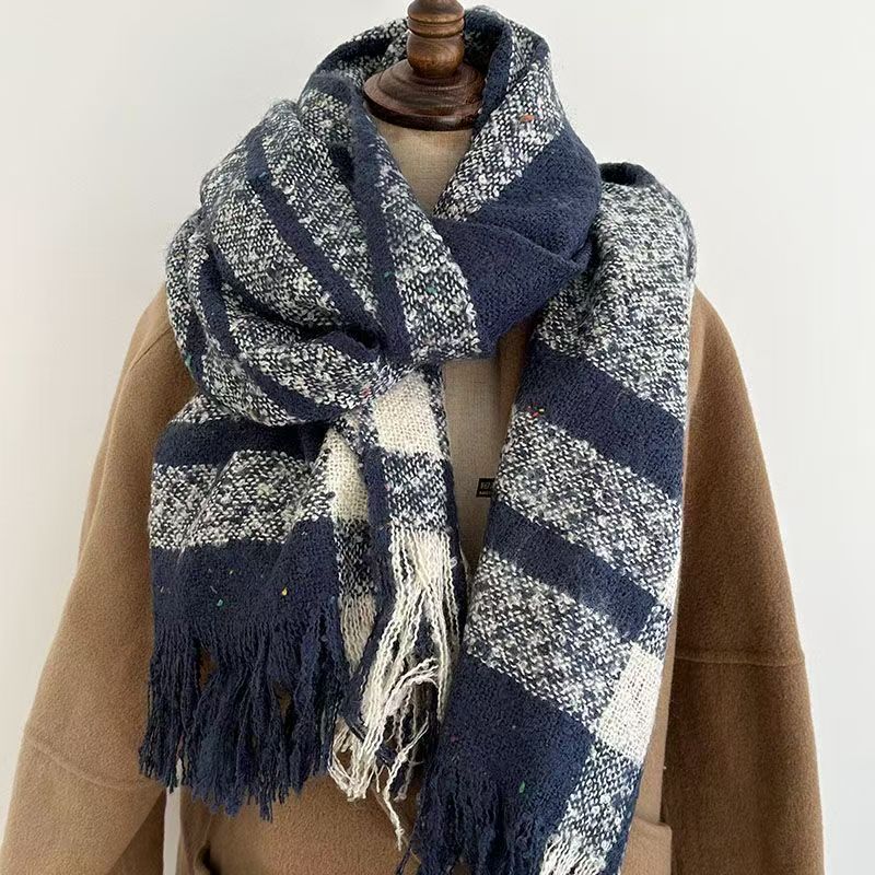 T358 plaid scarf neck winter shawl thickened new style atmosphere versatile tassel warm couple students
