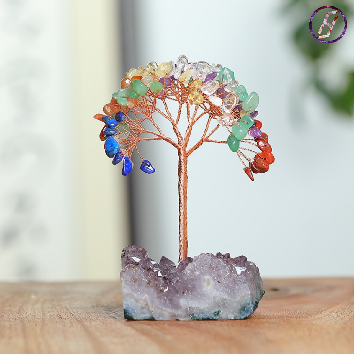 Natural Amethyst Geode Cluster with Crushed Amethyst Bedding - Feng Shui Prosperity Tree Sculpture for Bioenergetic Space Optimization Feng Shui Money