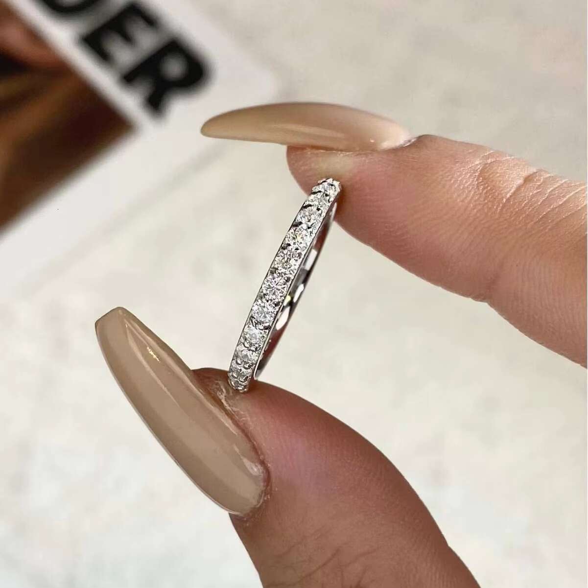 0.1ct Moissanite Diamond Band Ring 925 Sterling Silver 18k White Gold Moissanite Ring for Women Engagement Gift Fine Jewelry