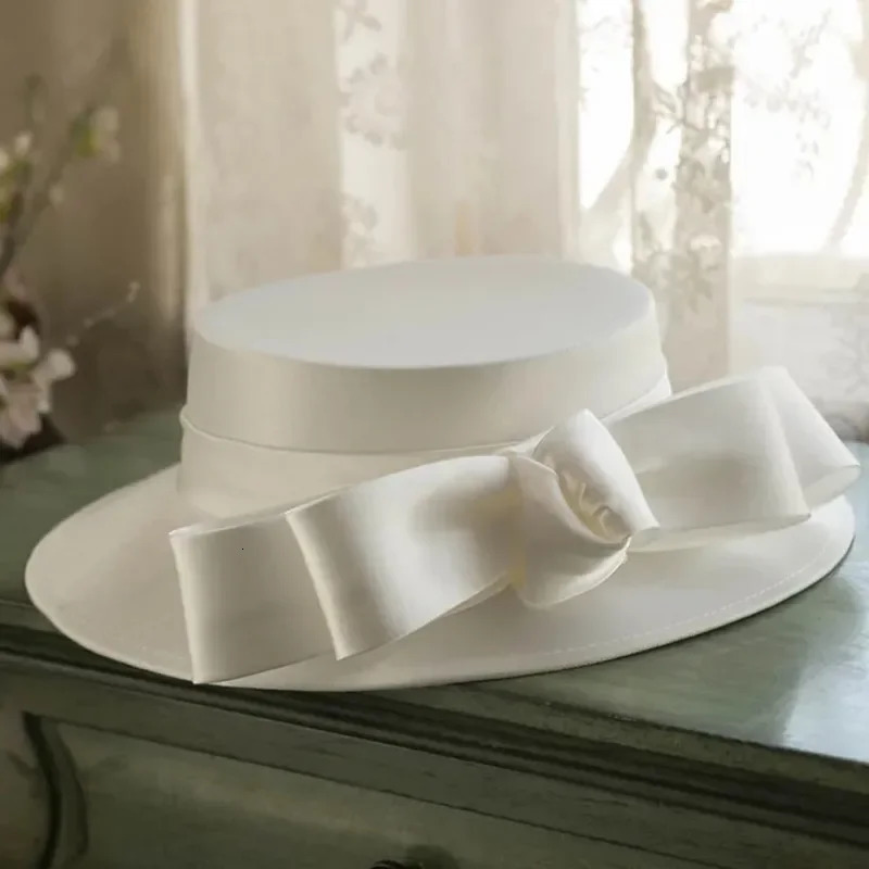 Women Large Brim Sinamay Fascinator Hat Cocktail Wedding Party Church Headpiece Fashion Headwear Formal Flower Hair Accessories 250325