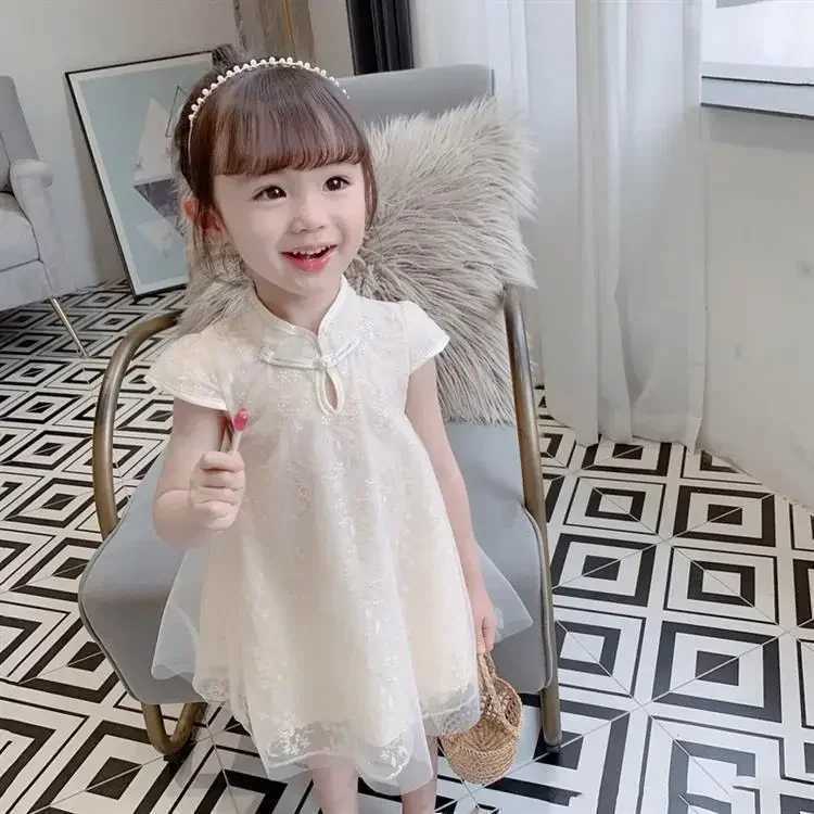 Girl Summer Dress Cheongsam Childrens Dresses Vestidos Kids Clothes Fashion Baby Chinese Qipao Modern Hanfu Girls Tang Sle W250326
