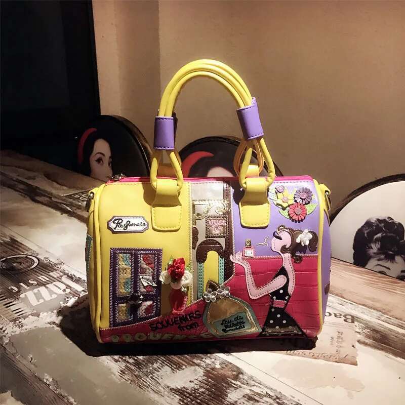 European And American Embroidered Three-Dimensional Women's New Large Capacity Shoulder Boston Trendy Crossbody Bag Vip