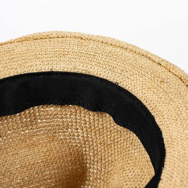 Big Size Summer Jazz Raffia Sun Hat for Man Women Hand Woven Natural Panama Straw Hat Outdoor Beach Vacation Casual Hat 250326