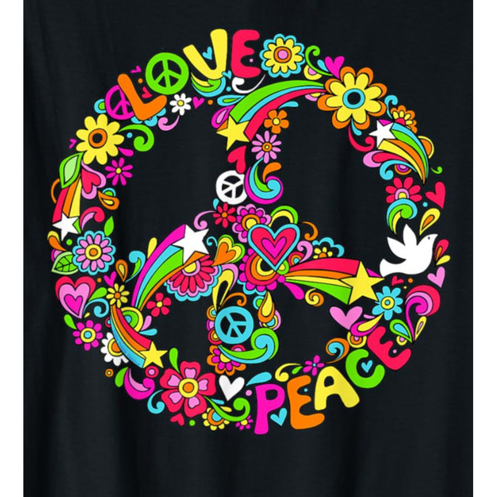 T shirt for Mens Peace Sign Hippie Style Love Peace 60s 70s Hippie Costume Graphic Tee Casual Tops Clothes Short sleeve