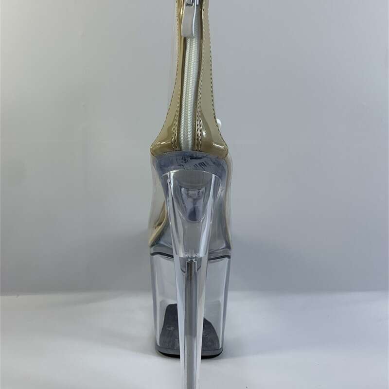 High Heel Summer New Yellow Short Knight Transparent Bottom Women S Round Head Low Leg Waterproof Platform Fashion Boots