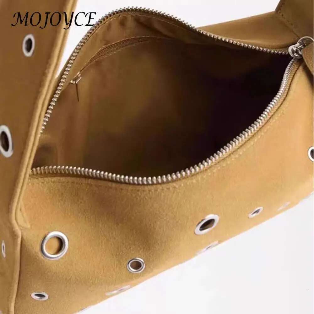 Women PU Eyelet Fashion Underarm Large Capacity Stylish Armpit Top Handle Motorcycle Style Shoulder Bag