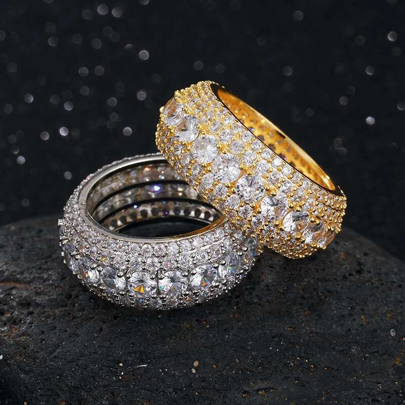 10mm Hip Hop/Rock Bling Moissanite Rings For Men Hip Hop Jewelry Sterling Silver 925 Luxury Rings