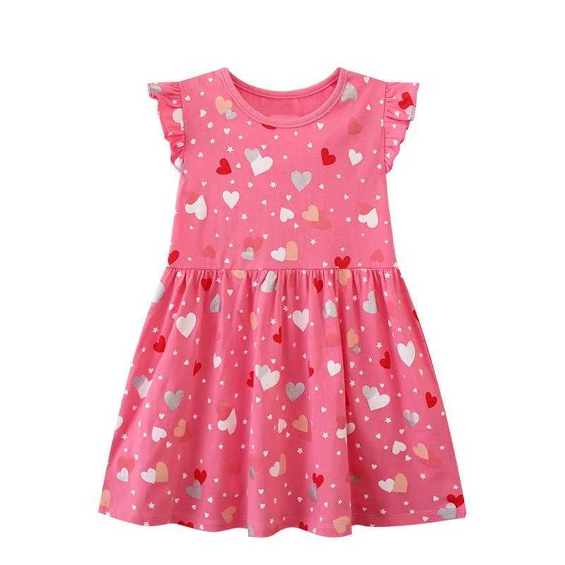 Jumping Meters 2-8T heart-shaped printed girls dress summer sleeveless princess baby Par dress childrens clothing W250326