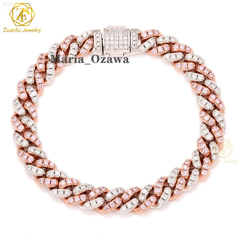 8mm 10mm 12mm Hip Hop Men Necklace 925sterling Silver Vvs Moissanite Cuban Link Chain Iced Out Cuban Miami Link Moissanite Chain