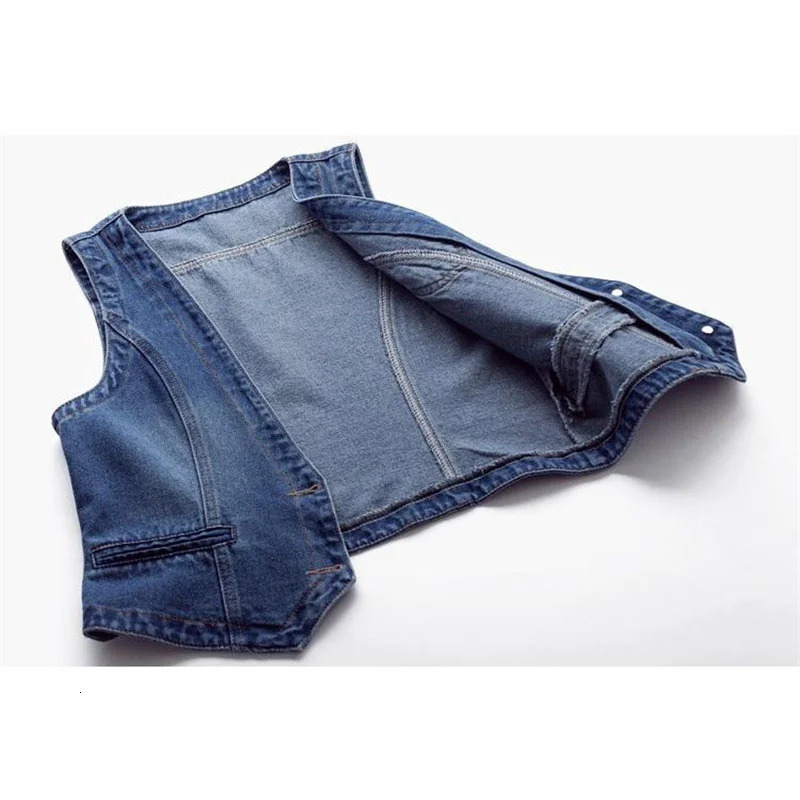 Retro denim waist jacket spring ultra-thin sleeveless jacket vest single chest blue casual top 250320